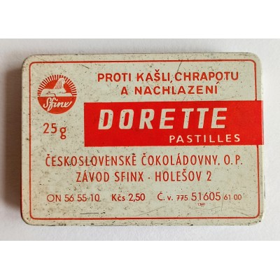 Metalowe opakowanie po pastylkach Dorette, lata 50.